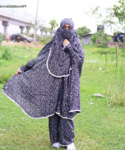 লিলিয়ান সুতি কাপড়ের প্লাজু ও লং খিমার সেট (KC-09)