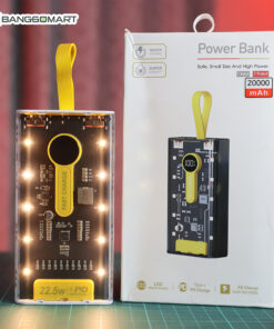 20000mah 66W Transparent Power Bank Portable Fast Charging PD 22W External Battery Charger Powerbank