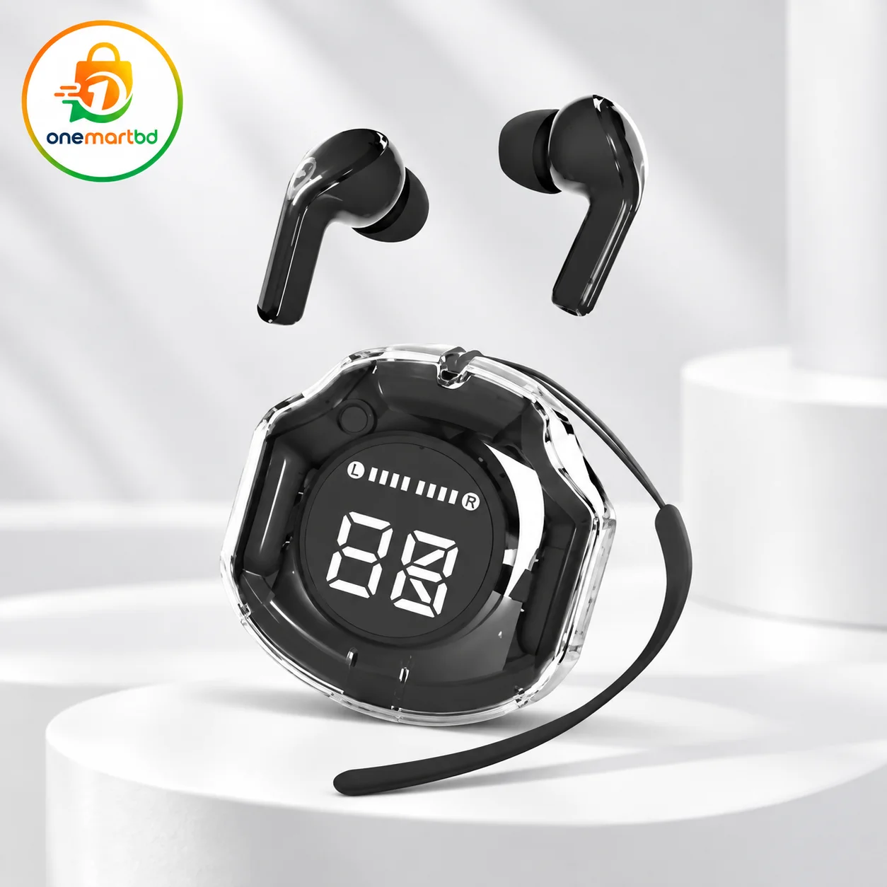 Ultrapods Pro True Wireless Earbuds with Display Transparent Design, Bluetooth 5.3 Waterproof.