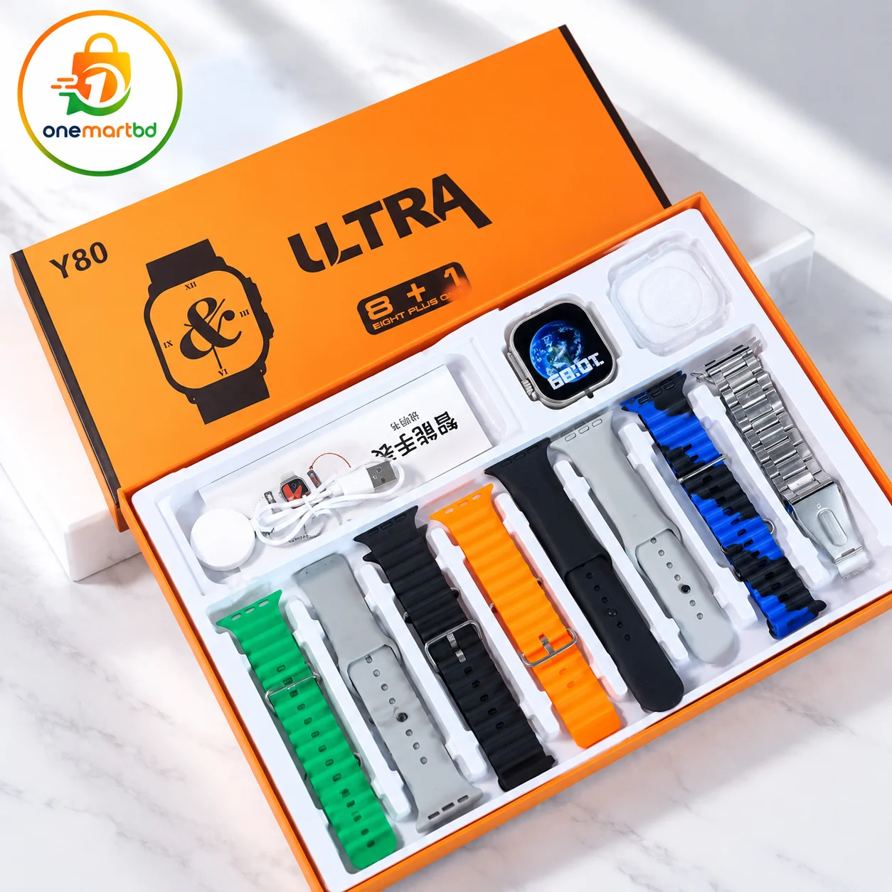 Y80 Ultra Smartwatch With 8 Strap